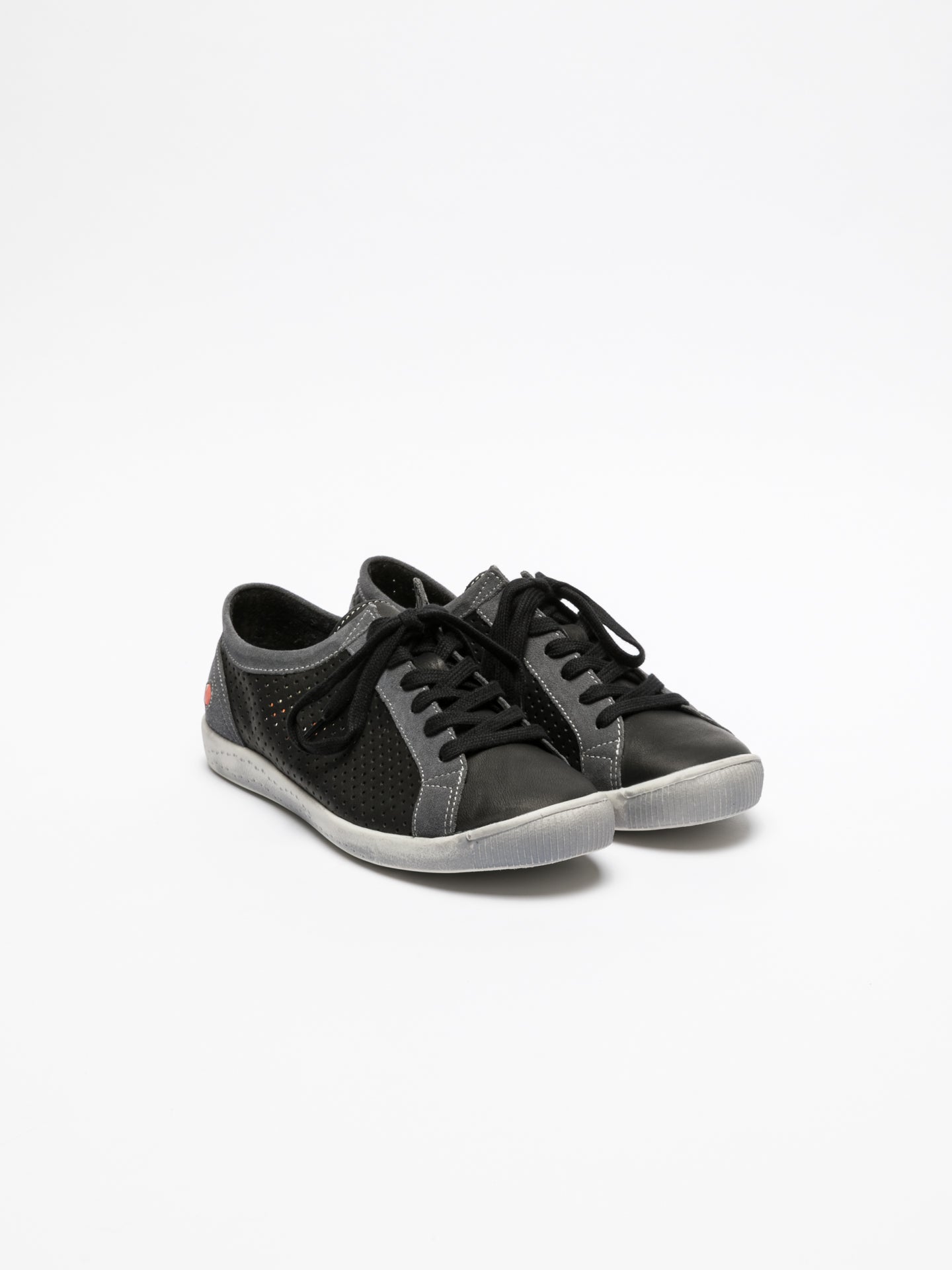 Softinos Gray Black Lace-up Trainers